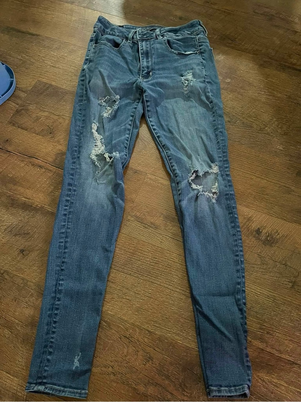 American Eagle Outfitters Distressed Skinny Jeans - Blue